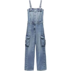 Zara Cargo Style Denim Jumpsuit